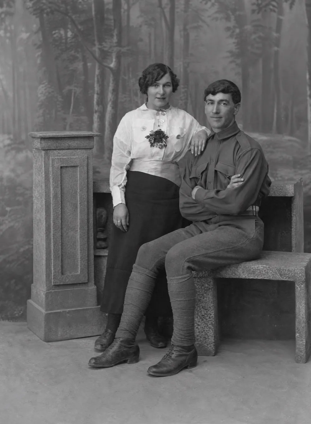 Water-damaged glass negative — Restored
